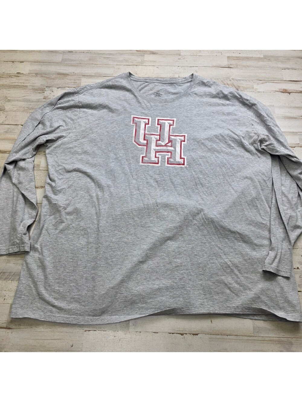 University of Houston Long Sleeve T-Shirt 4XLT Gray Cougars College Big Tall